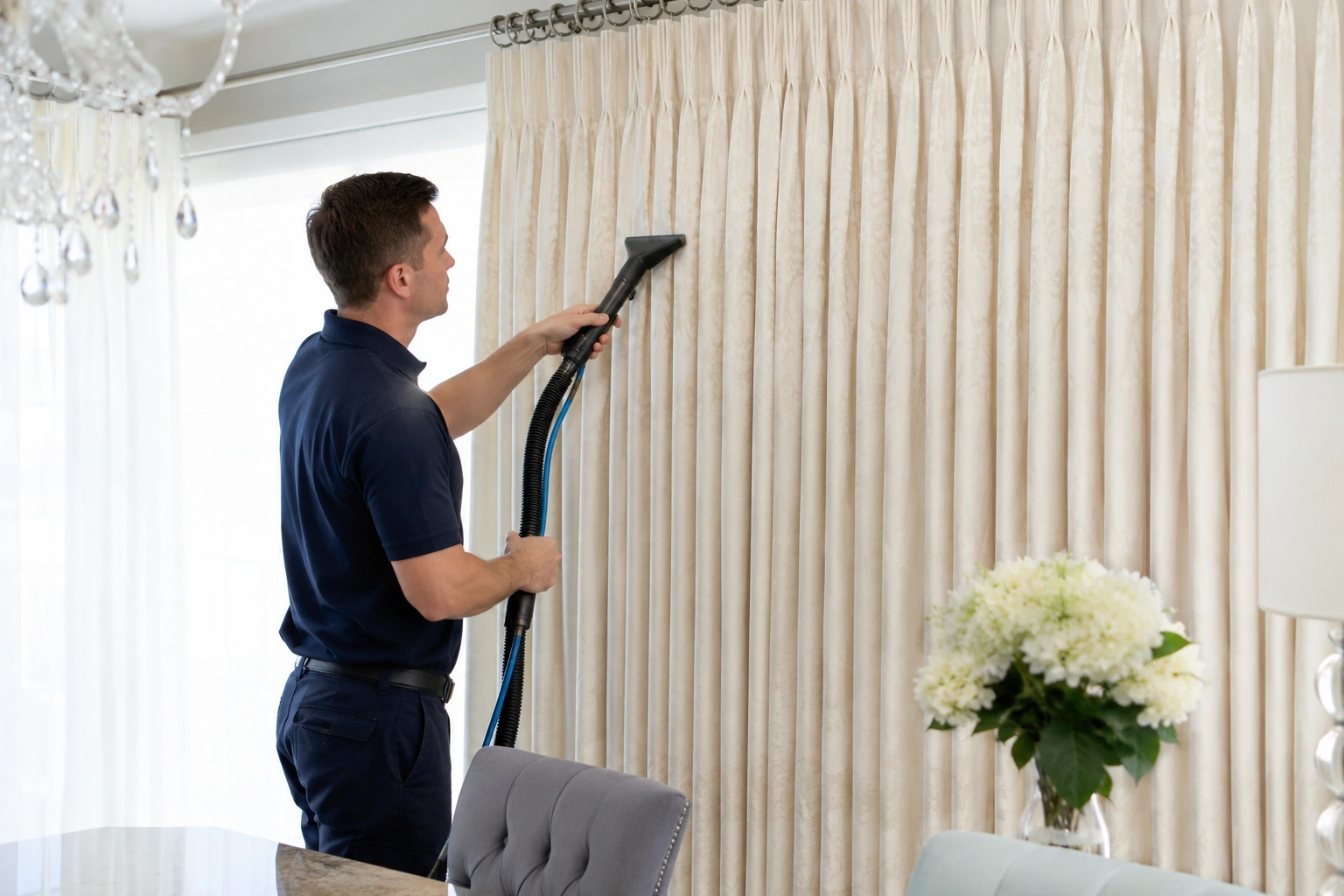 Curtain Cleaning crew working in Docklands